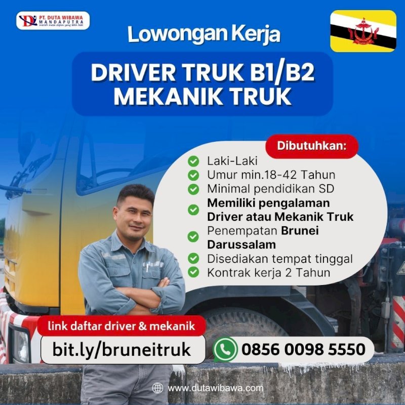 Lowongan Driver Truk B1/B2 dan Mekanik Truk