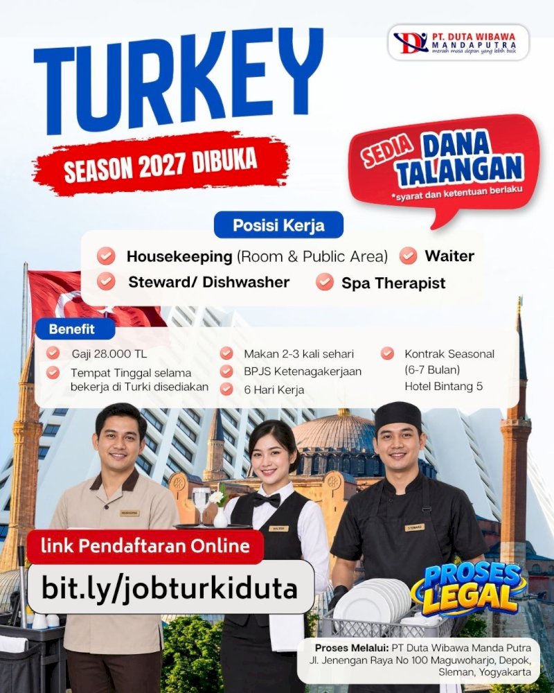 Lowongan Kerja Perhotelan dan Spa Therapist Negara Turki
